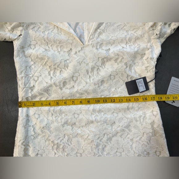 Adrianna Papell Womens Ruffle Cuff Sleeve Lace Cream Cocktail Dress  Sz 10 NWT - Picture 13 of 15